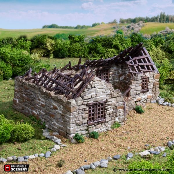 Ruined Highland Stone Barn - (28, 15, or 10mm scale) - King and Country