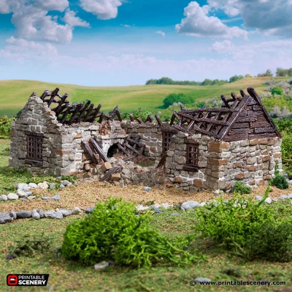 Ruined Highland Stone Barn - (28, 15, or 10mm scale) - King and Country