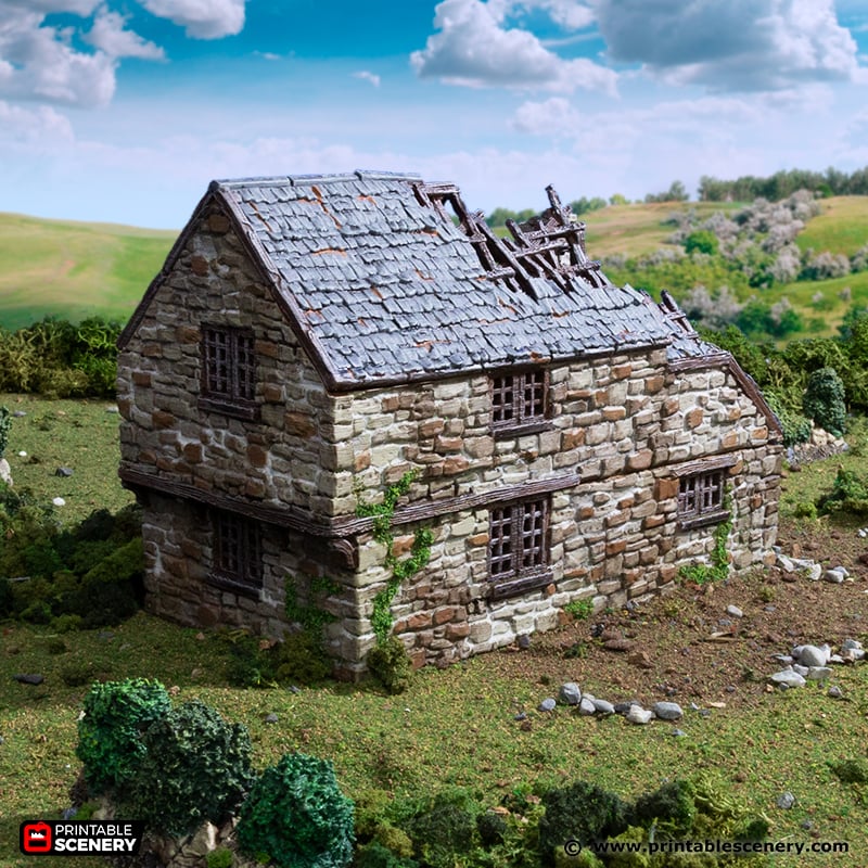 Ruined Holyhock Cottage - (28, 15, or 10mm scale) - King and Country