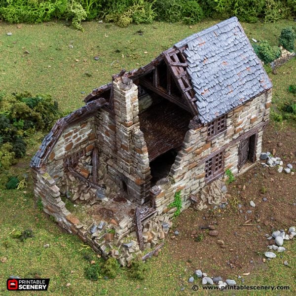 Ruined Holyhock Cottage - (28, 15, or 10mm scale) - King and Country