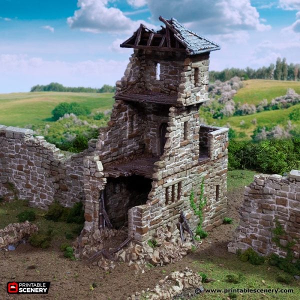 Ruined Kings Gate - (28, 15 or 10mm scale) - King and Country