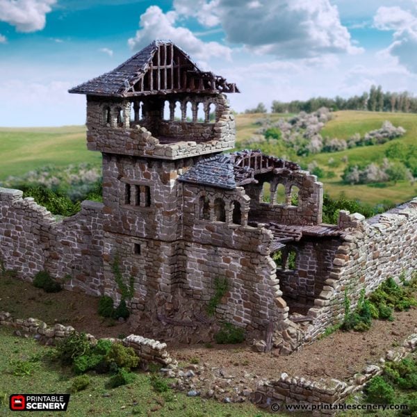 Ruined Kings Quarters - (28, 15 or 10mm scale) - King and Country