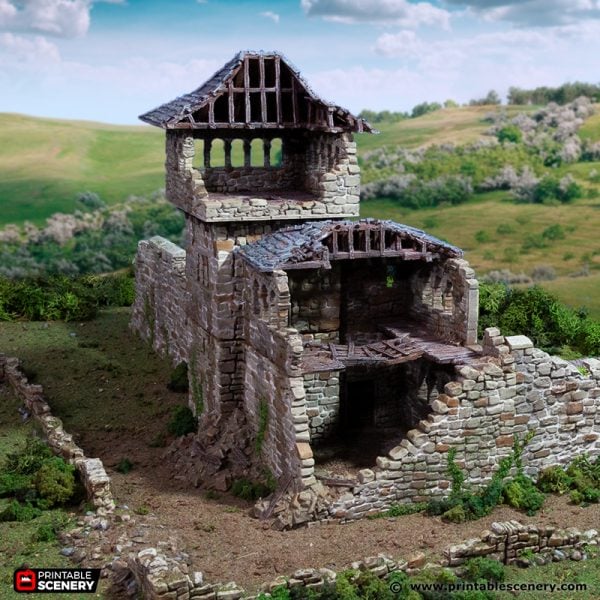 Ruined Kings Quarters - (28, 15 or 10mm scale) - King and Country