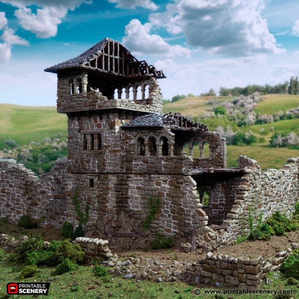 Ruined Kings Quarters - (28, 15 or 10mm scale) - King and Country