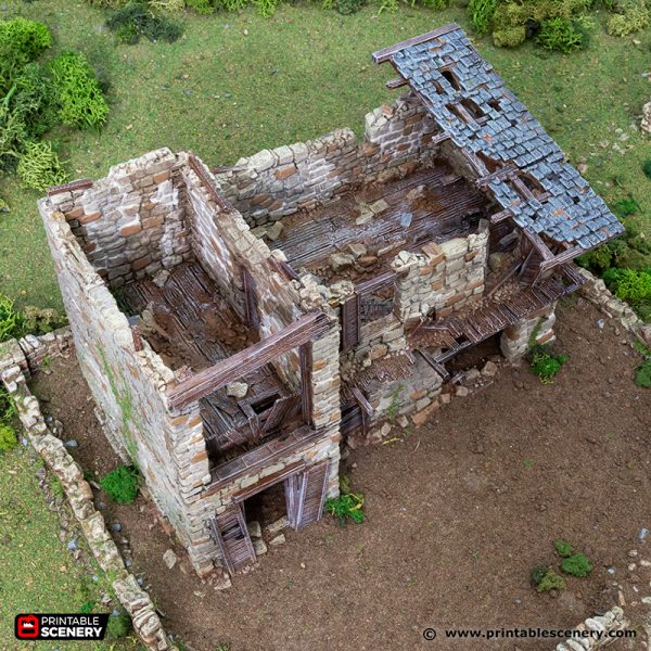 Ruined Kings Stables - (28, 15 or 10mm scale) - King and Country