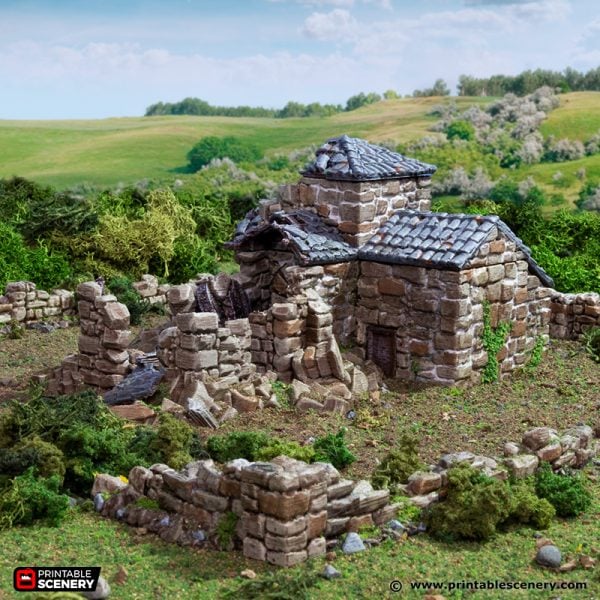 Ruined French Mausoleum - (28, 15 or 10mm scale) - King and Country