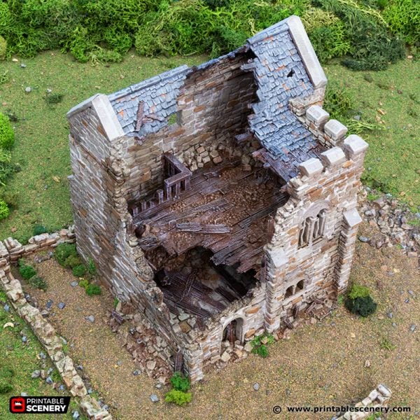 Ruined Norman Stone Keep - (28, 15 or 10mm scale) - King and Country