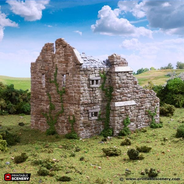 Ruined Norman Stone Manor - (28, 15 or 10mm scale) - King and Country