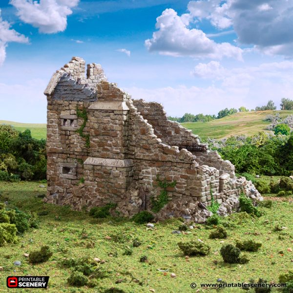 Ruined Norman Stone Manor - (28, 15 or 10mm scale) - King and Country