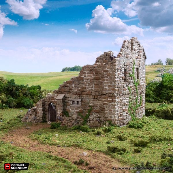 Ruined Norman Stone Manor - (28, 15 or 10mm scale) - King and Country
