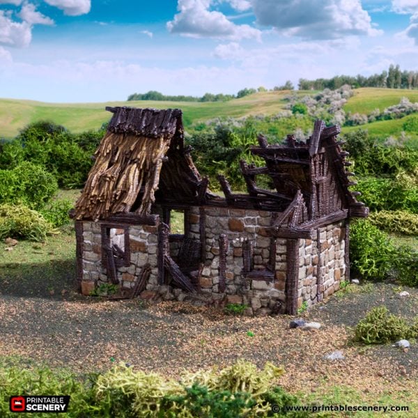 Ruined Norman Stone Barn - (28, 15, or 10mm scale) - King and Country