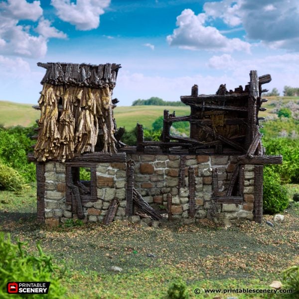 Ruined Norman Stone Barn - (28, 15, or 10mm scale) - King and Country