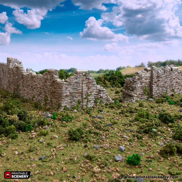 Ruined Norman Fort Wall Sections - (28, 15 or 10mm scale) - King and Country