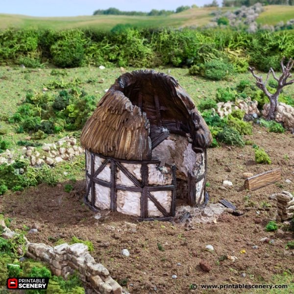 Ruined Small Round House - (28, 15, or 10mm scale) - King and Country
