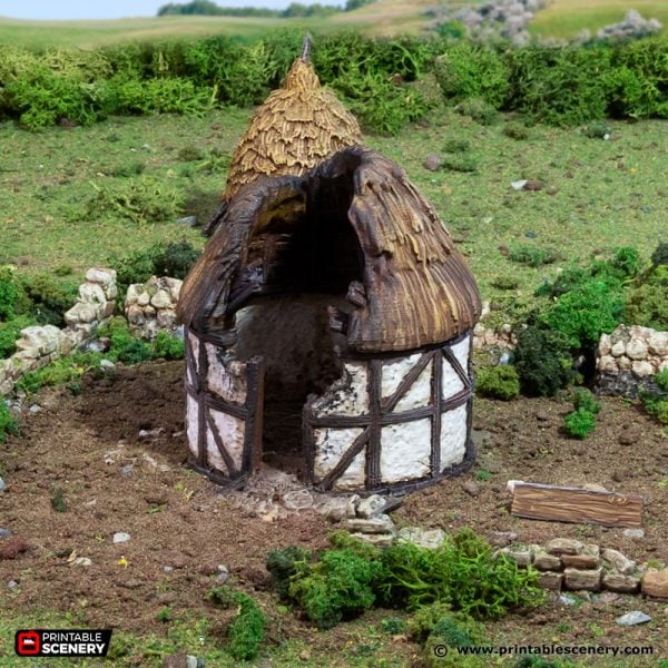 Ruined Small Round House - (28, 15, or 10mm scale) - King and Country