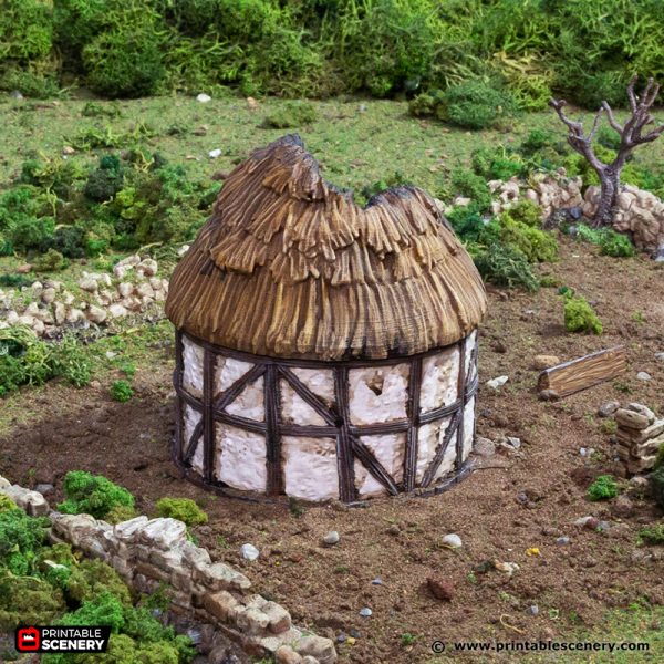 Ruined Small Round House - (28, 15, or 10mm scale) - King and Country