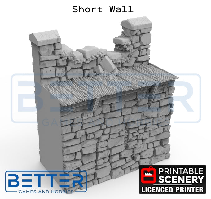 Ruined Norman Fort Wall Sections - (28, 15 or 10mm scale) - King and Country