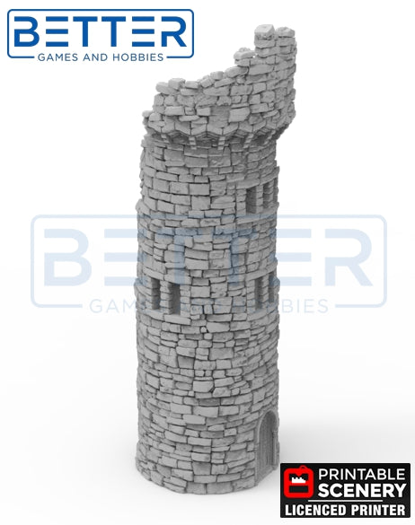 Ruined Kings Round Tower - (28, 15 or 10mm scale) - King and Country