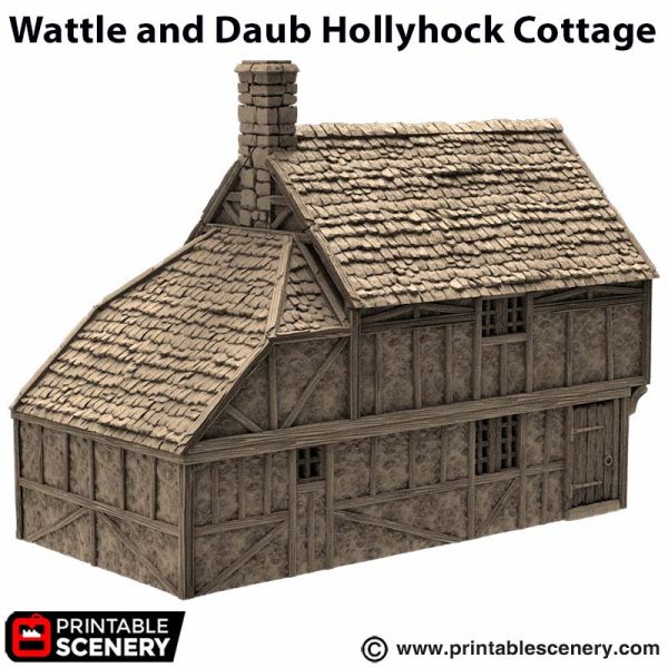 Wattle & Daub Hollyhock Cottage - (28, 15, or 10mm scale) - King and Country