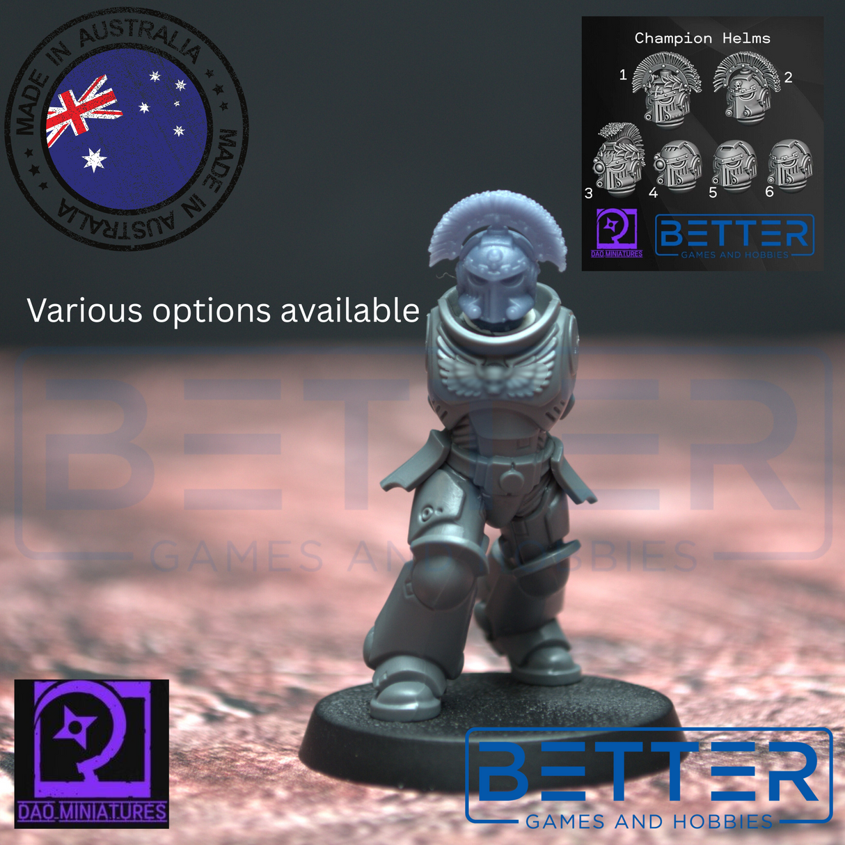 Heads - Champion Helms for 2nd born marines. Sci-Fi wargaming, Grimdark, RPG