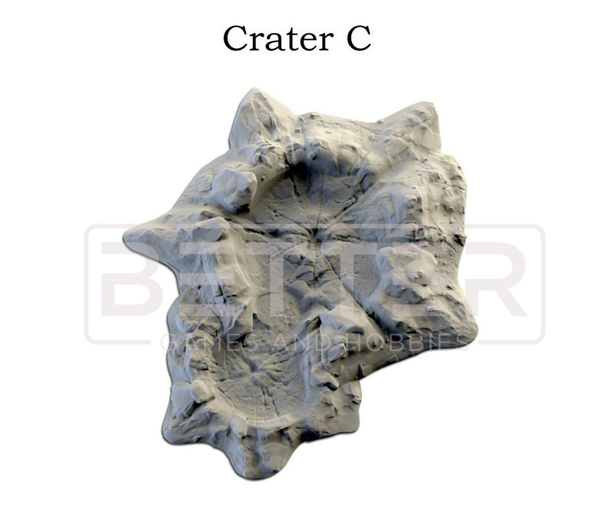 3D printed Crater C sci-fi wargaming scatter terrain piece for tabletop battlefields.