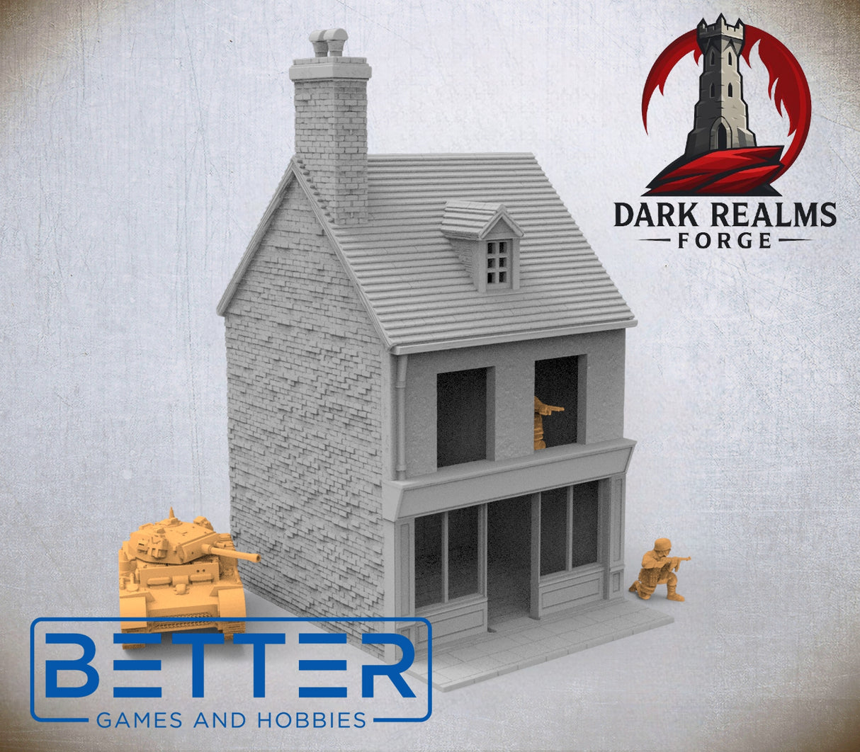 Overlord 1944, Building 1 - 32, 28, 15 and 10mm Scale, for Fantasy, Historical terrain RPG
