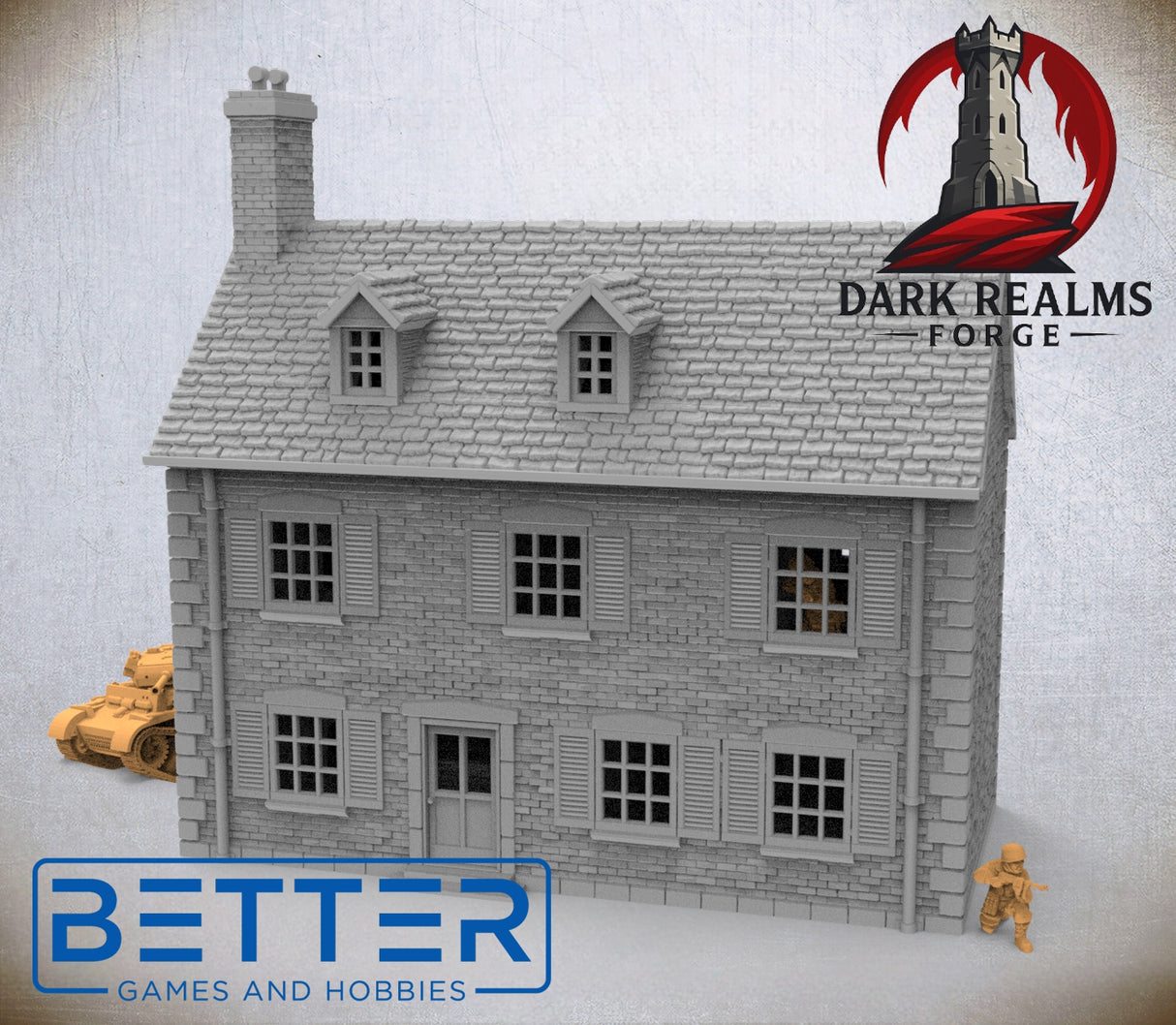 Overlord 1944, Building 2 - 32, 28, 15 and 10mm Scale, for Fantasy, Historical terrain RPG