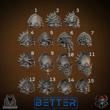 Shoulder Pads, Flame Lizards - Blade Masters Conversion parts for sci-fi wargaming, 2nd born marine