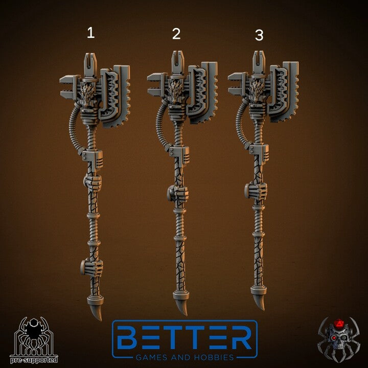 Axes, Flame Lizards - Forge Master. Conversion parts for sci-fi wargaming, 2nd born tech marine