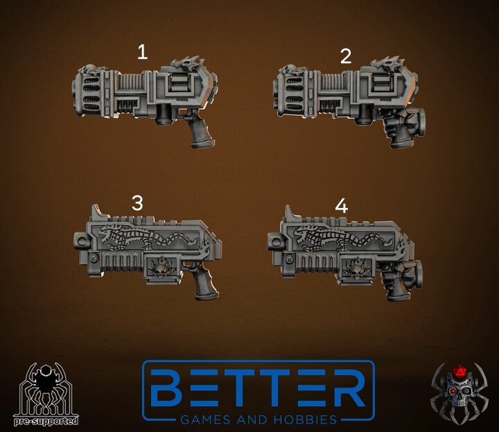 Pistols, Flame Lizards - Blade Masters Conversion parts for sci-fi wargaming, 2nd born marine