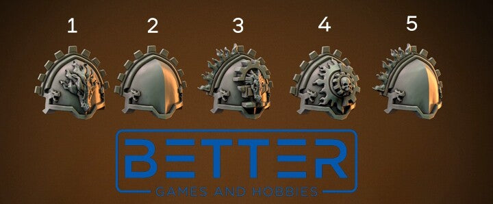 Shoulder Pads, Flame Lizards - Forge Master. Conversion parts for sci-fi wargaming, 2nd Born Marine