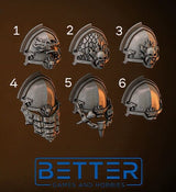 Shoulder Pads, Vanquisher, Flame Lizards. Conversion parts for Sci-Fi wargaming