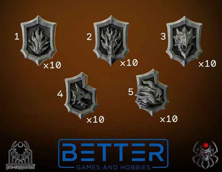 Shoulder Shields, Flame Lizards - Battle Squad. Conversion parts for sci-fi wargaming, 2nd born marine