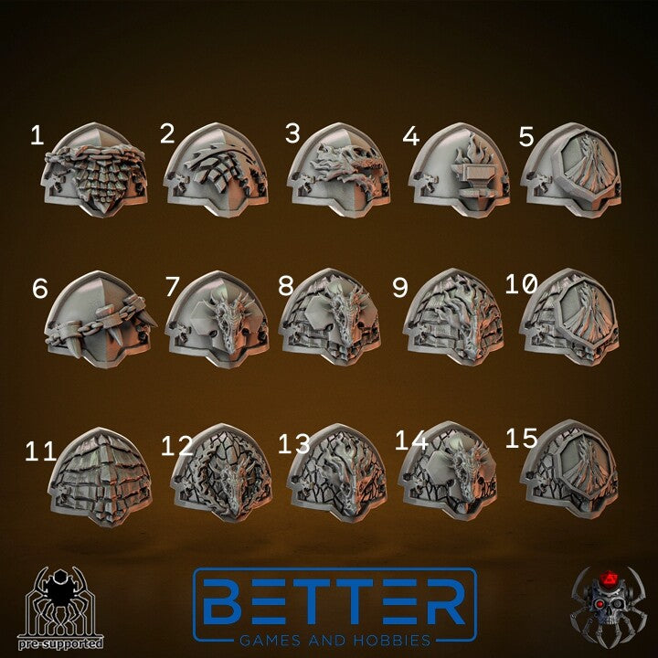 Big Shoulder Pads, Flame Lizards Conversion parts for sci-fi wargames, Termi