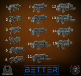 Pistols / Firearms, Flame Lizards - Battle Squad. Conversion parts for sci-fi wargaming, 2nd born marine