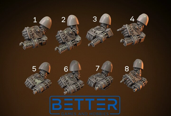 Big Arms, Vanquisher, Flame Lizards. Conversion parts for Sci-Fi wargaming, Termi
