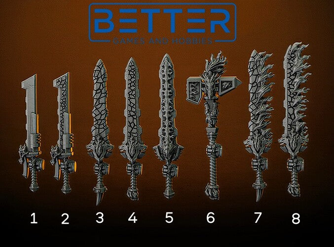 Hand Weapons, Flame Lizards - Battle Squad. Conversion parts for sci-fi wargaming, 2nd born marine