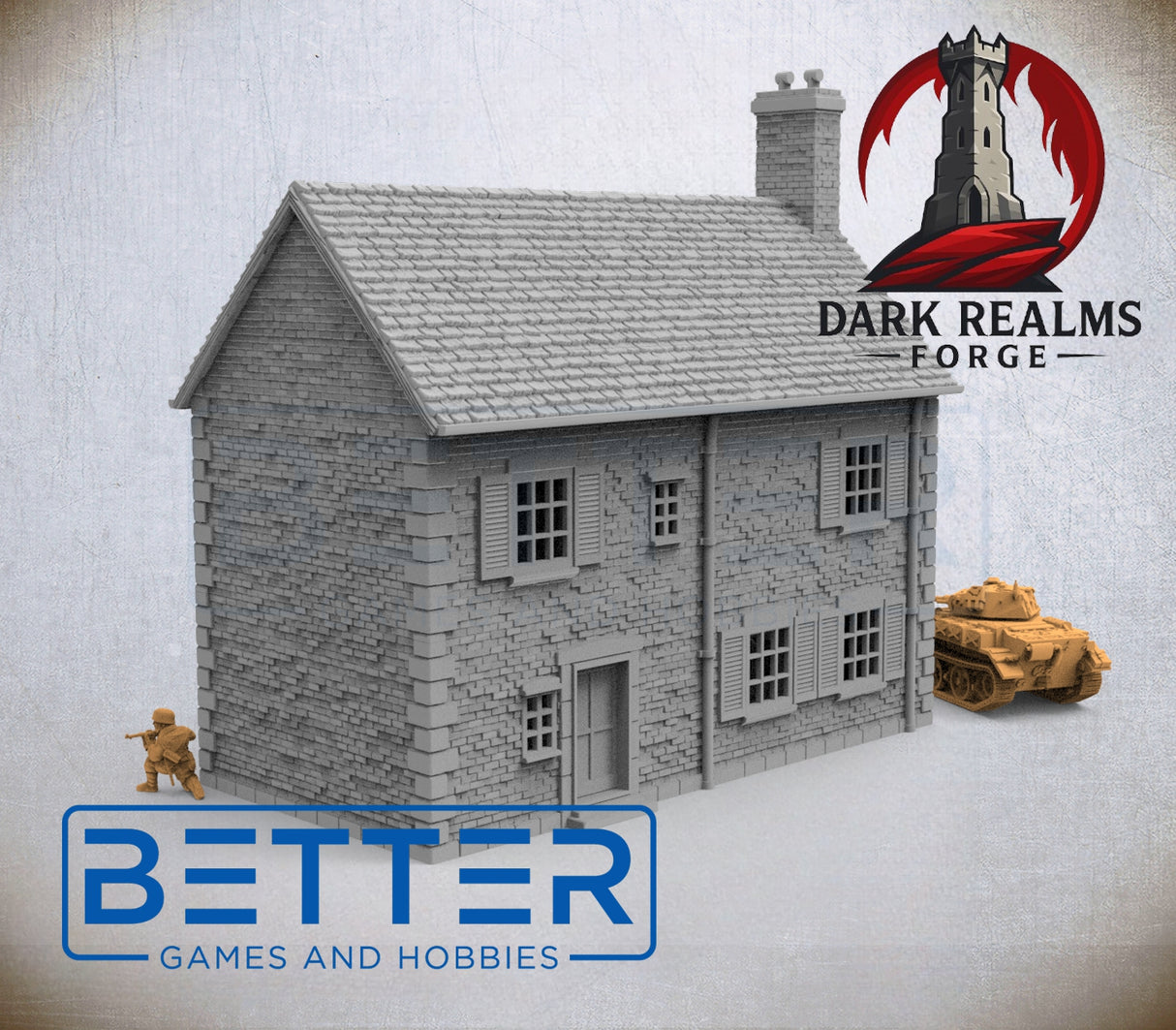 Overlord 1944, Building 2 - 32, 28, 15 and 10mm Scale, for Fantasy, Historical terrain RPG
