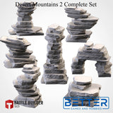 Desert Mountains 2, (32, 28, 15 & 10mm Scale) 3d printed terrain. Fantasy Sci-fi and Historical wargames, RPG