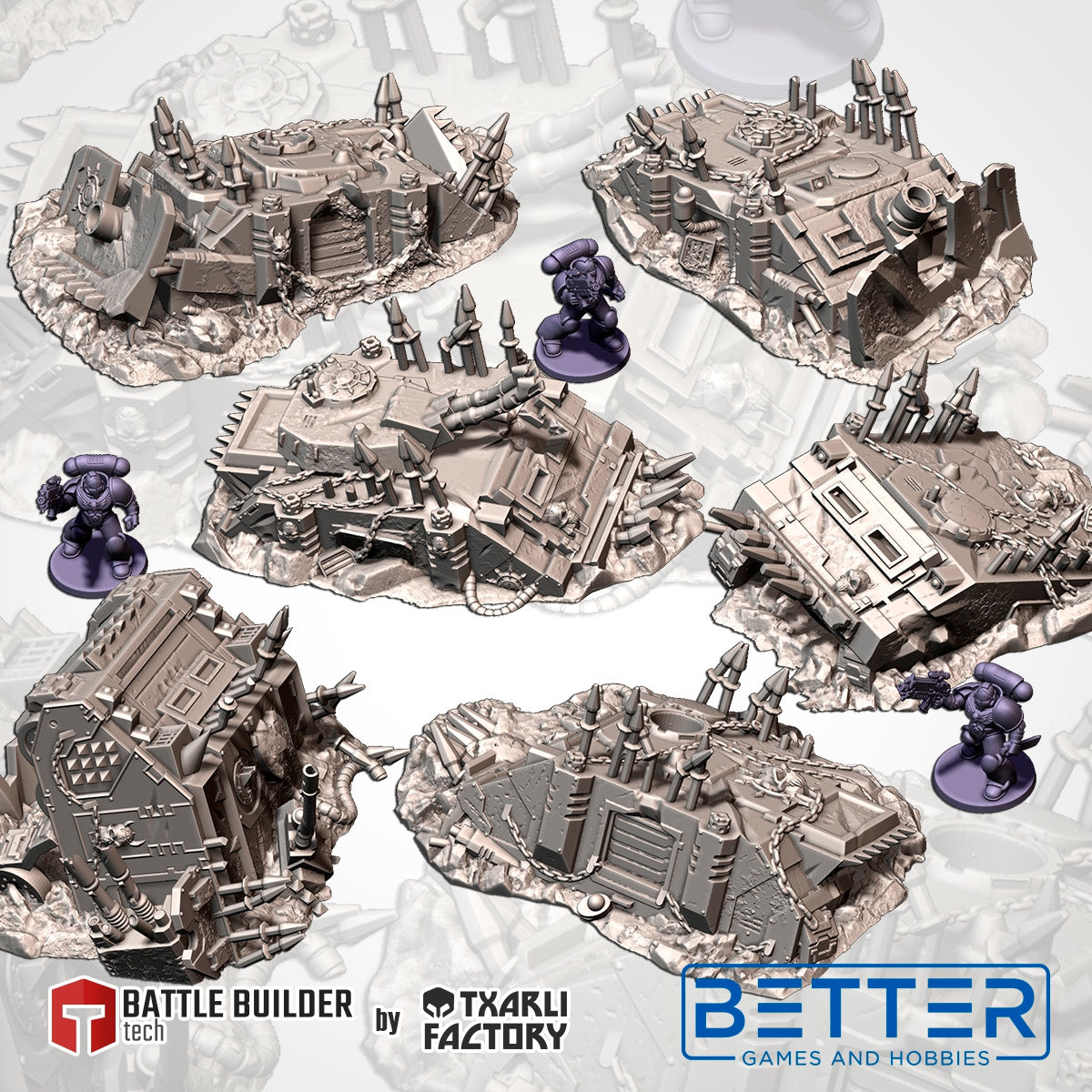 Crashed Infernal Tanks (32, 28 & 10mm Scale) tabletop wargaming terrain