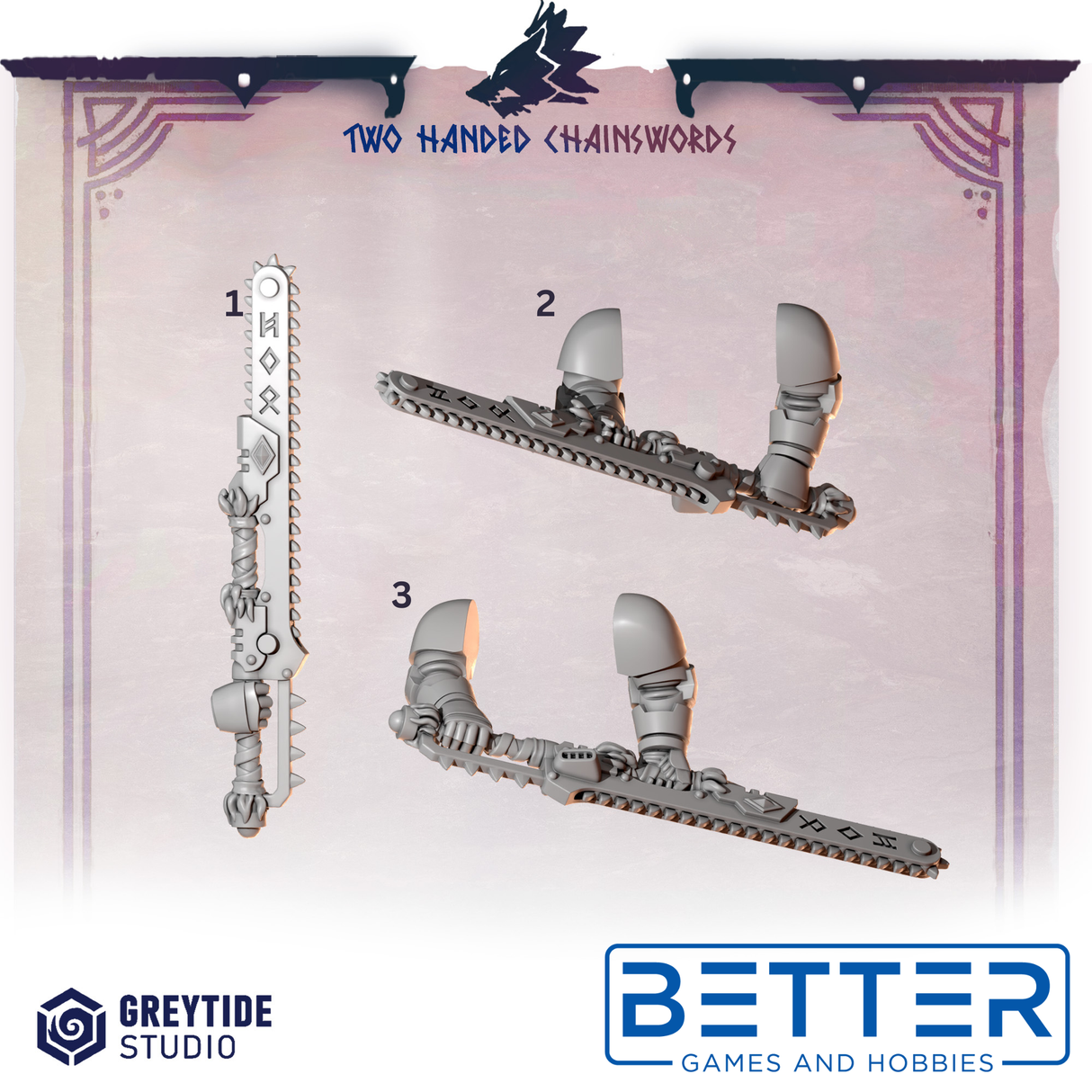 Two Handed Chainswords - Primal Hounds Conversion parts for 2nd Born Marines