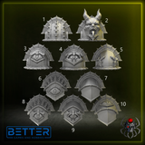 Shoulder Pads, Set 2 - Obsidian Conquerors. Conversion parts for sci-fi wargaming, 2nd born marine