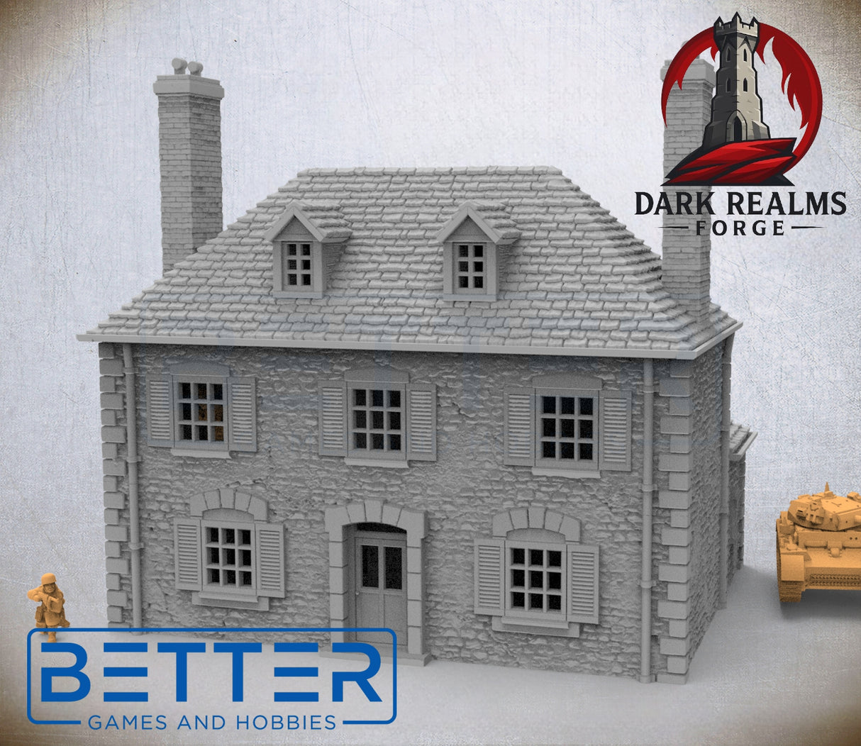 Overlord 1944, Farmhouse & Barn - 32, 28, 15 and 10mm Scale, for Fantasy, Historical terrain RPG