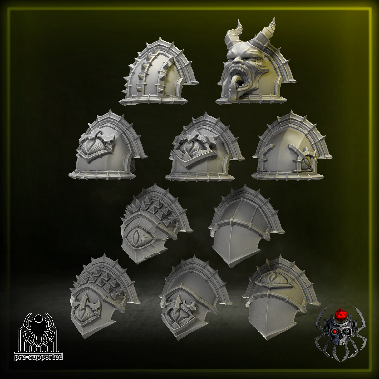 Shoulder Pads, Set 2 - Obsidian Conquerors. Conversion parts for sci-fi wargaming, 2nd born marine