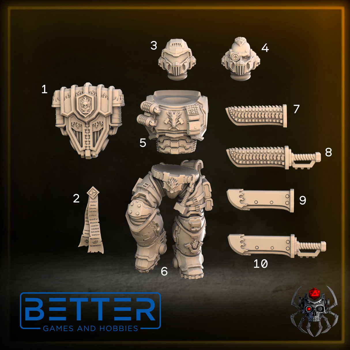 Flame Lizards - Liquidators Commander Bits. Conversion parts for sci-fi wargaming, 2nd born marine