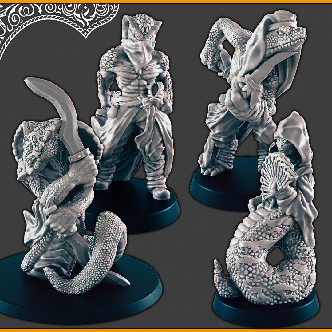 Snake Folk Yuan-ti - 28mm scale 3d printed miniatures for fantasy wargaming RPG