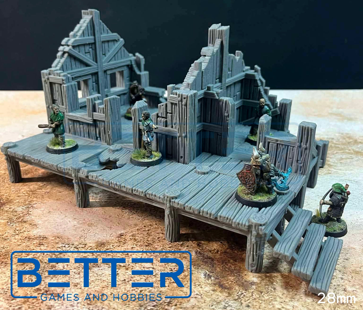 Fishermans hut Ruins - Ruins of Kasenport (32, 28, 15 & 10mm scale) Fantasy tabletop gaming terrain