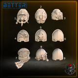 Shoulder Pads. Flame Lizards - Liquidator Commander. Conversion parts for sci-fi wargaming, 2nd born marine