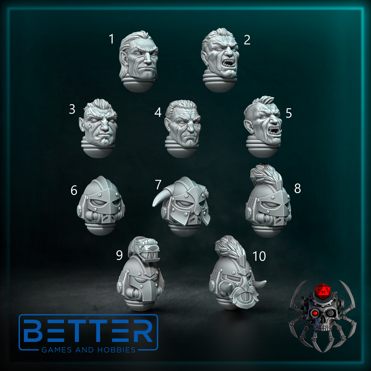 Heads, Sons of the Storm - Wolf Riders. Conversion parts for sci-fi wargaming, 2nd born marine