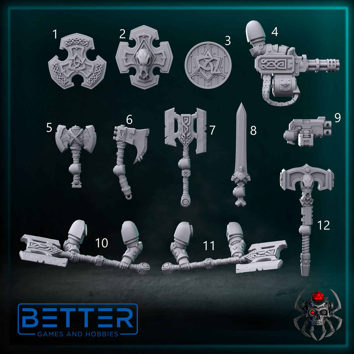 Weapons, Sons of the Storm - Ulfaborg Shields. Conversion parts for sci-fi wargaming, New Termi's